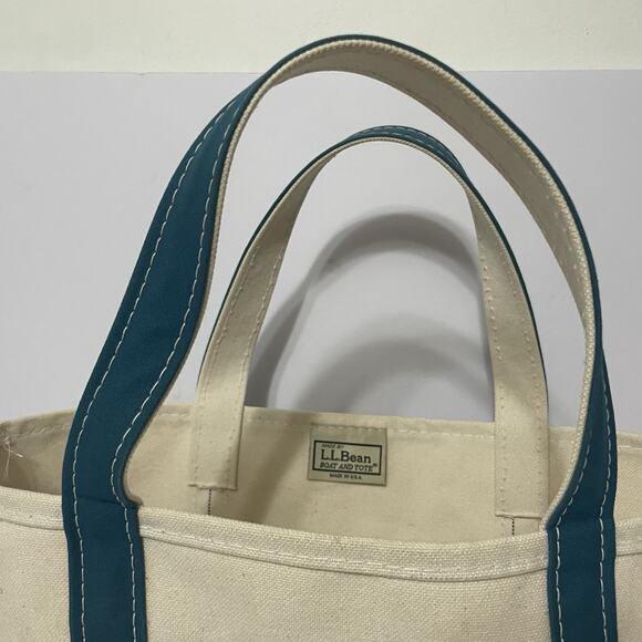 LL Bean Boat and Tote Canvas Bag Meduim USA Teal Blue Embroidered MiMi -See Pics - Picture 3 of 16